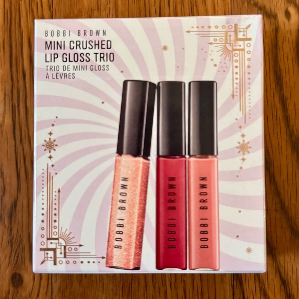 Bobbi Brown Mini Crushed Lip Gloss Trio in Coral, Ruby, Champagne Brand New